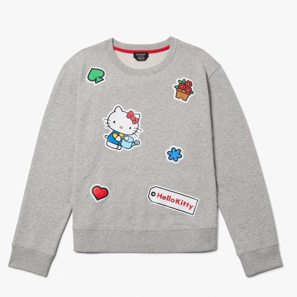♠️Kate Spade New York X Sanrio Hello Kitty Cotton Sweatshirt Grey Melange NWT